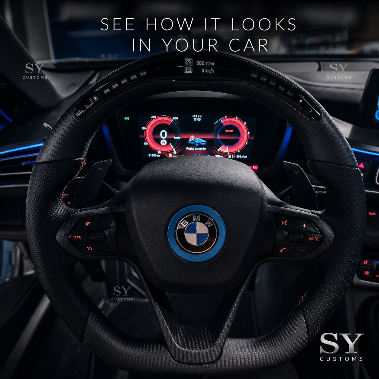SY Customs 2014-2020 BMW i8 Carbon Fiber Steering Wheel