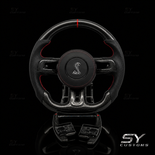 SY Customs 2015-2023 Ford Mustang S550 Carbon Fiber Steering Wheel
