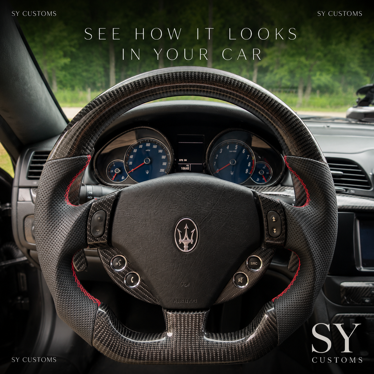 SY Customs 2014–2020 Maserati Ghibli/Quattroporte/Levante Carbon Fiber Steering Wheel