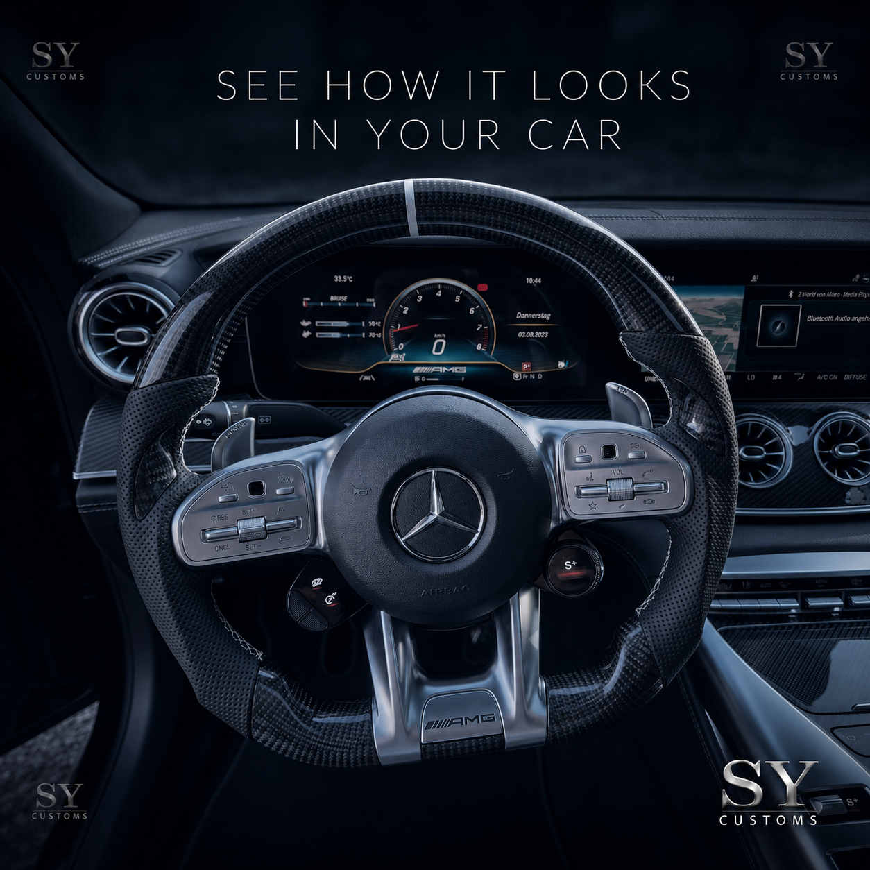 SY Customs 2018+ Mercedes-Benz A/C/E/CLA/GLC AMG Style Carbon Fiber Steering Wheel