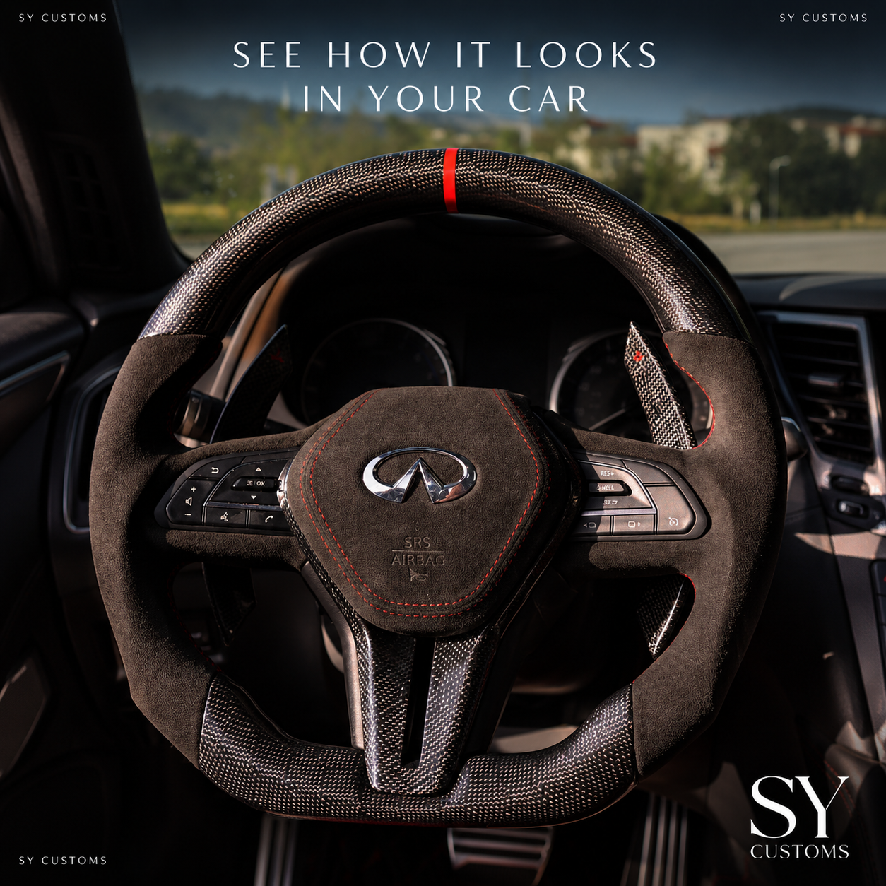 SY Customs 2014–2024 Infiniti Q50 Carbon Fiber Steering Wheel