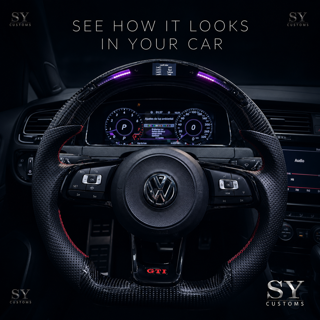 SY Customs 2013-2020 Volkswagen Golf MK7/GTI Carbon Fiber Steering Wheel