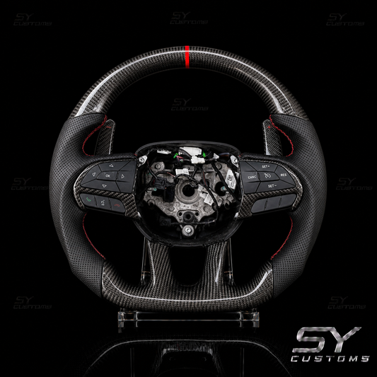 SY Customs 2015+ Dodge Challenger Charger Carbon Fiber Steering Wheel