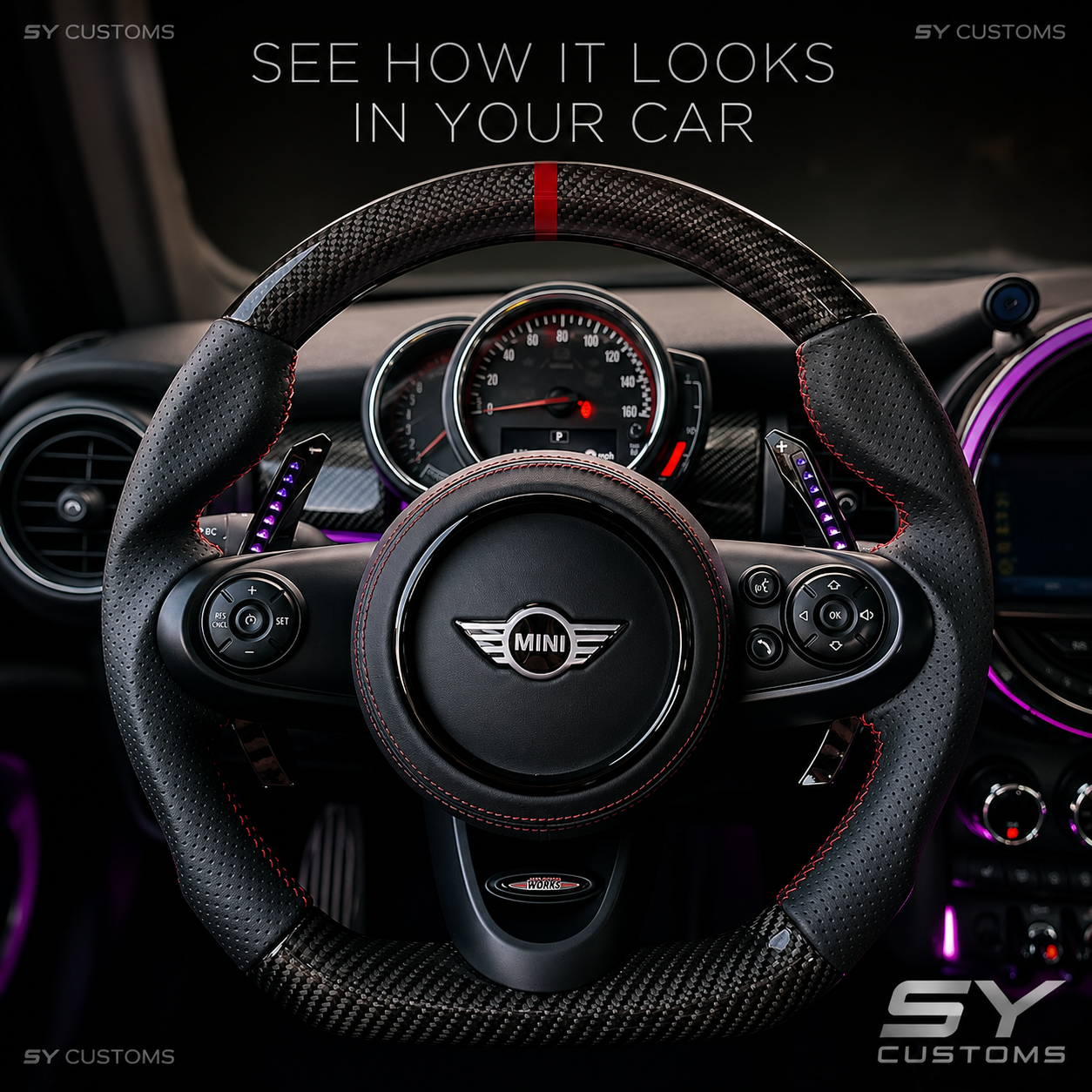 SY Customs 2014–2023 MINI Cooper F55/F56/F57 Carbon Fiber Steering Wheel