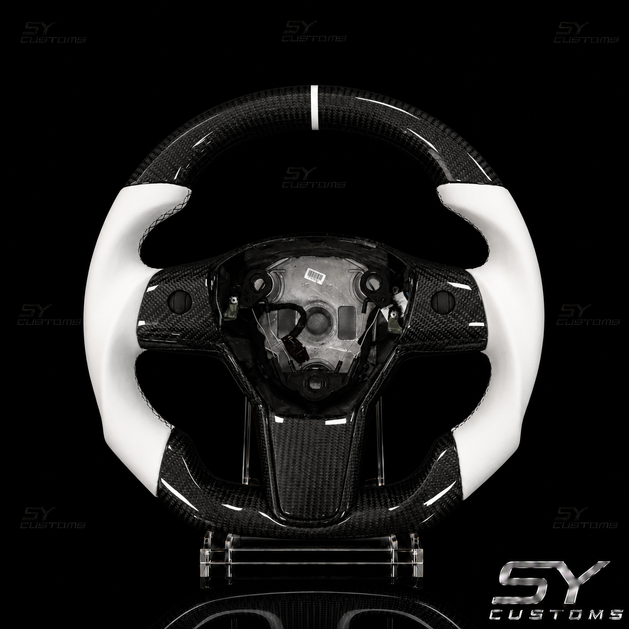 SY Customs 2017–2023 Tesla Model 3 Carbon Fiber Steering Wheel