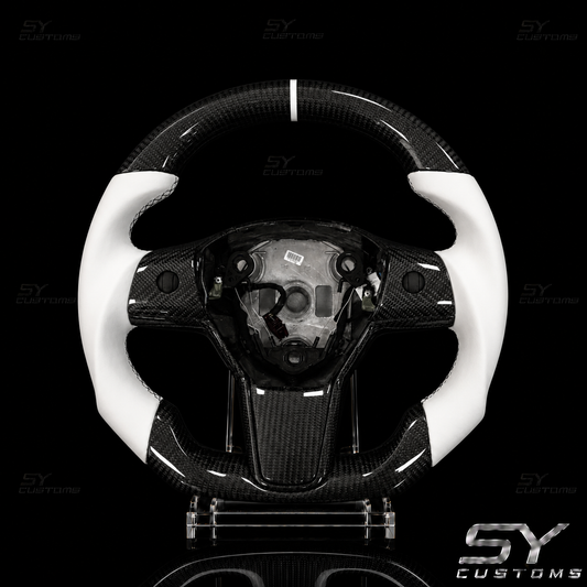 SY Customs 2017–2023 Tesla Model Y Carbon Fiber Steering Wheel