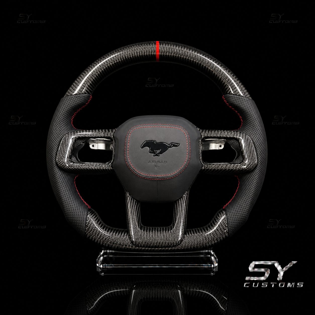 SY Customs 2024 Ford Mustang Carbon Fiber Steering Wheel