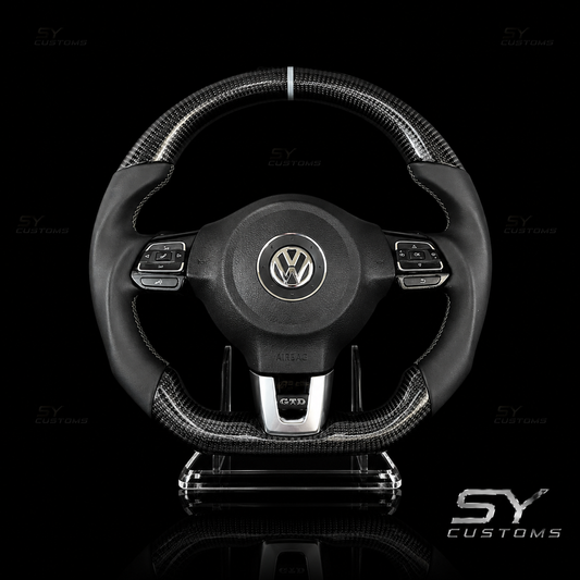 SY Customs 2009-2014 Volkswagen Golf MK6 GTI/R Carbon Fiber Steering Wheel