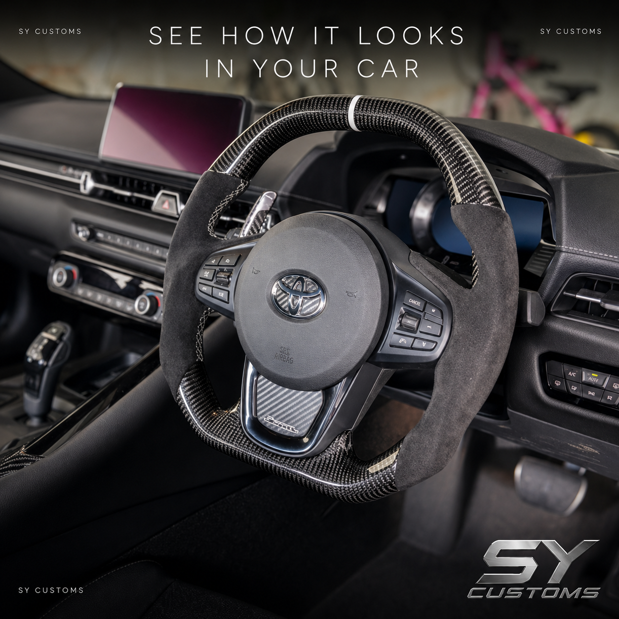 SY Customs 2020+ Toyota GR Supra A90/A91 Carbon Fiber Steering Wheel