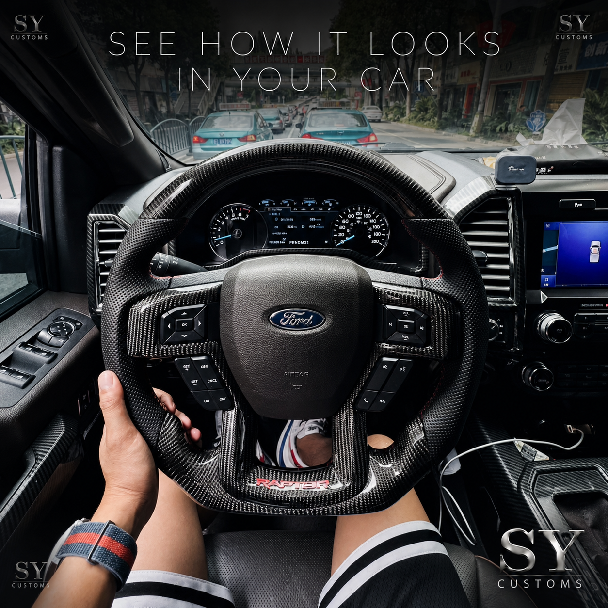 SY Customs 2015-2020 Ford F150 Carbon Fiber Steering Wheel