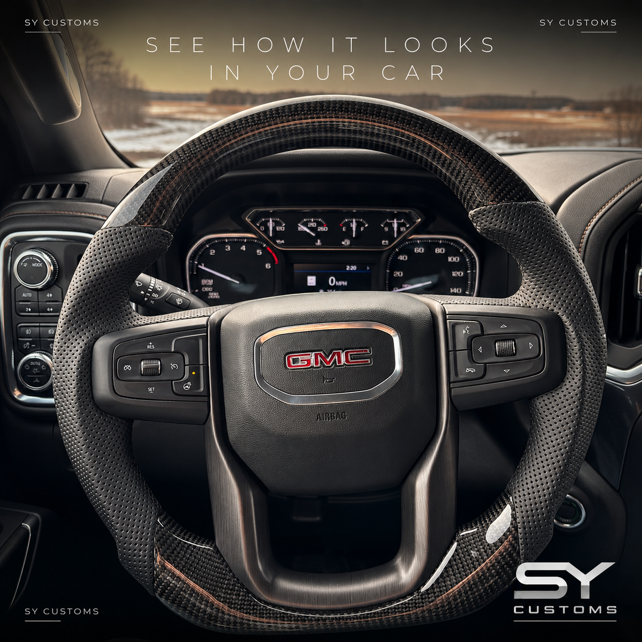 SY Customs 2014–2024 GMC Sierra/Yukon Carbon Fiber Steering Wheel