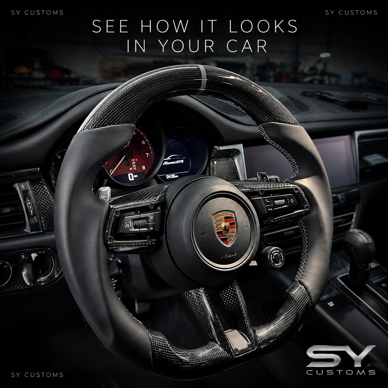SY Customs 2017+ Porsche 911 / Cayenne / Macan / Panamera Carbon Fiber Steering Wheel