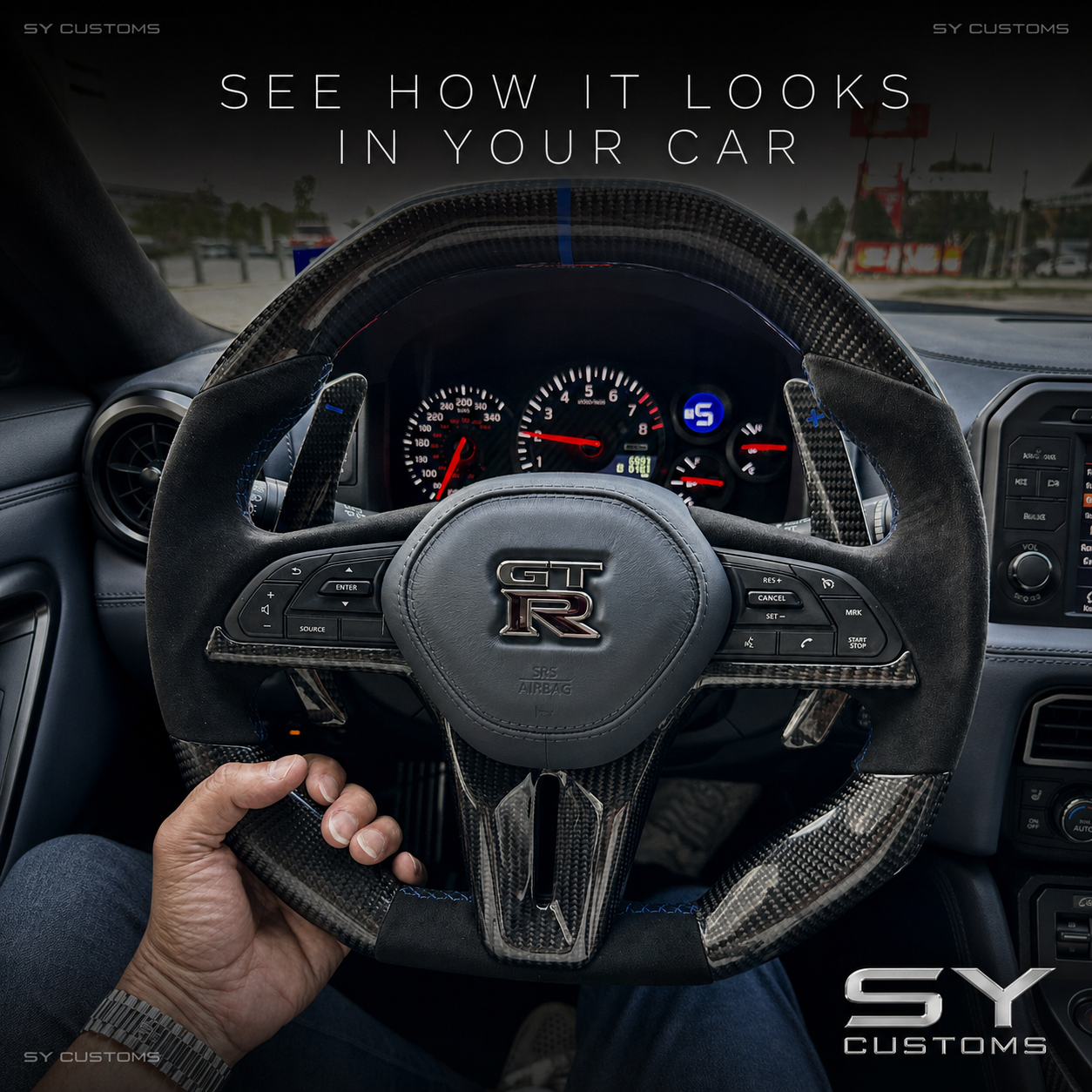 SY Customs 2017+ Nissan GT-R R35 Carbon Fiber Steering Wheel