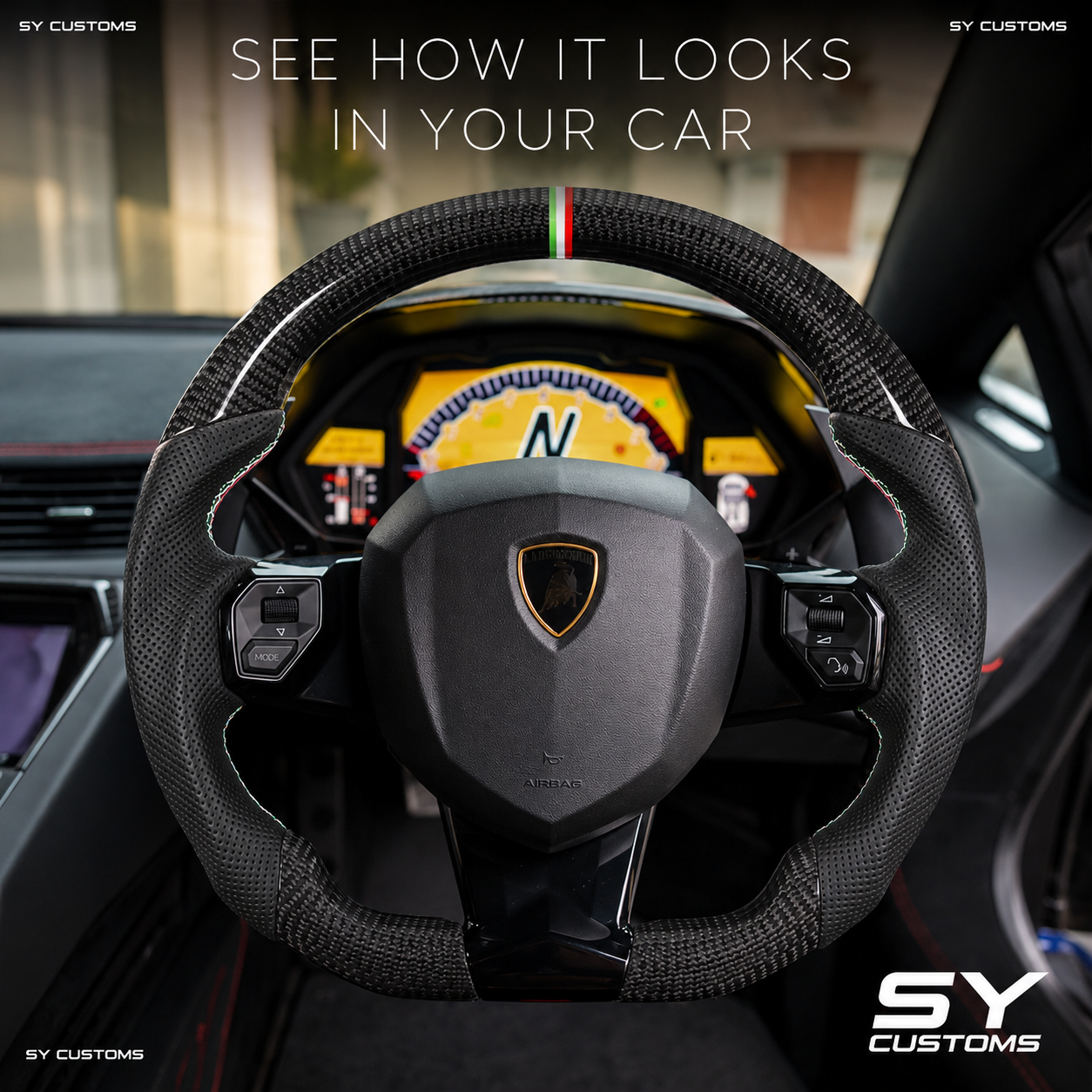 SY Customs Lamborghini Aventador Carbon Fiber Steering Wheel