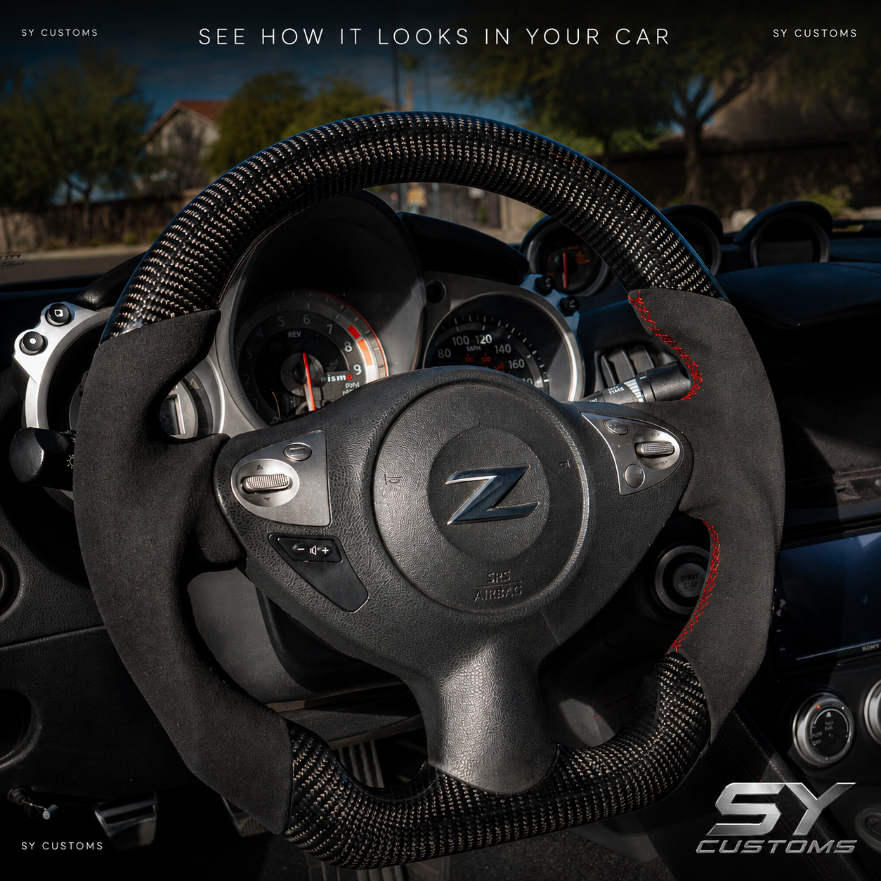 SY Customs 2009–2020 Nissan 370Z Z34 Carbon Fiber Steering Wheel