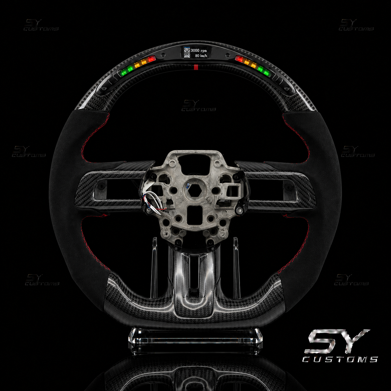 SY Customs 2015-2023 Ford Mustang S550 Carbon Fiber Steering Wheel
