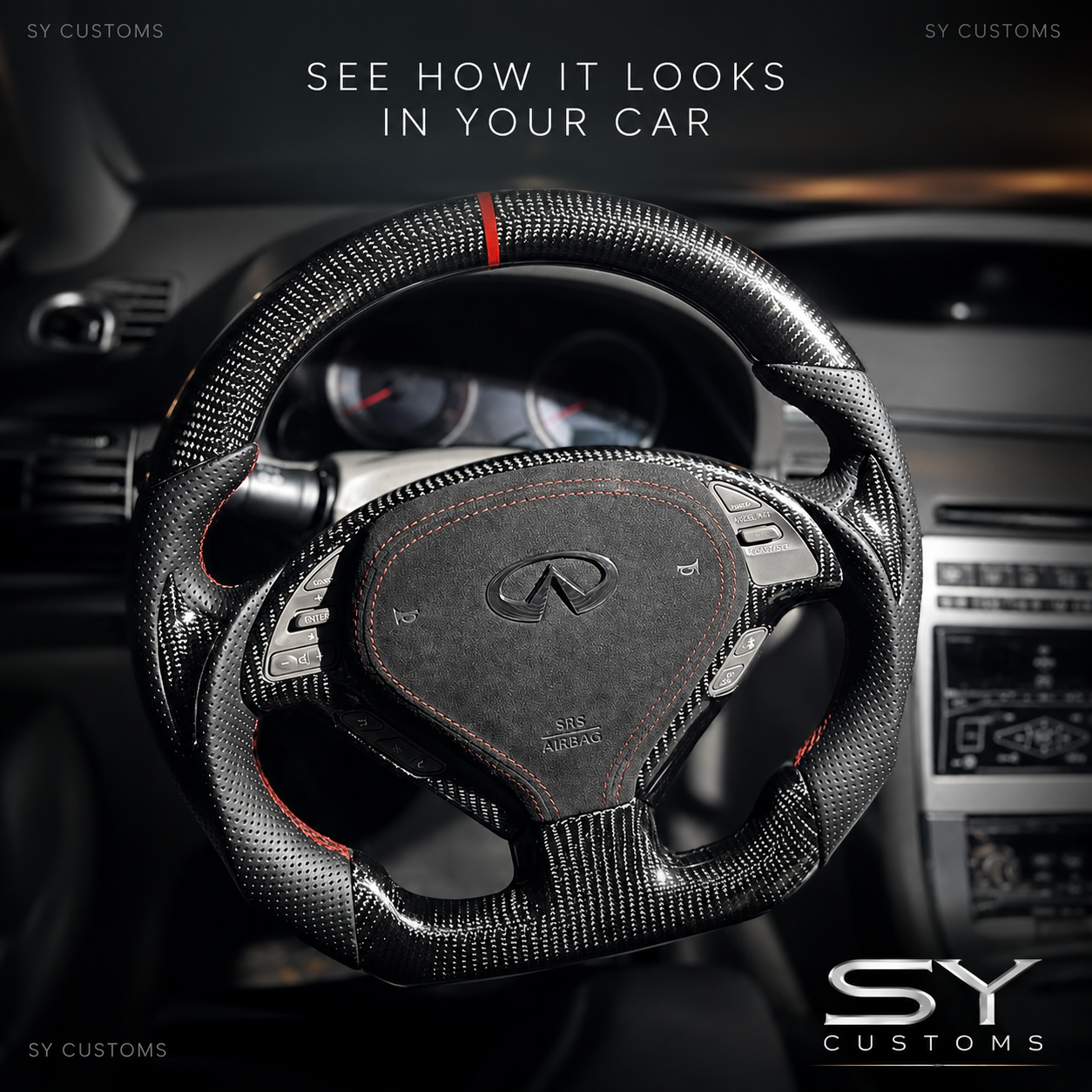 SY Customs 2008 Infiniti G37 Carbon Fiber Steering Wheel