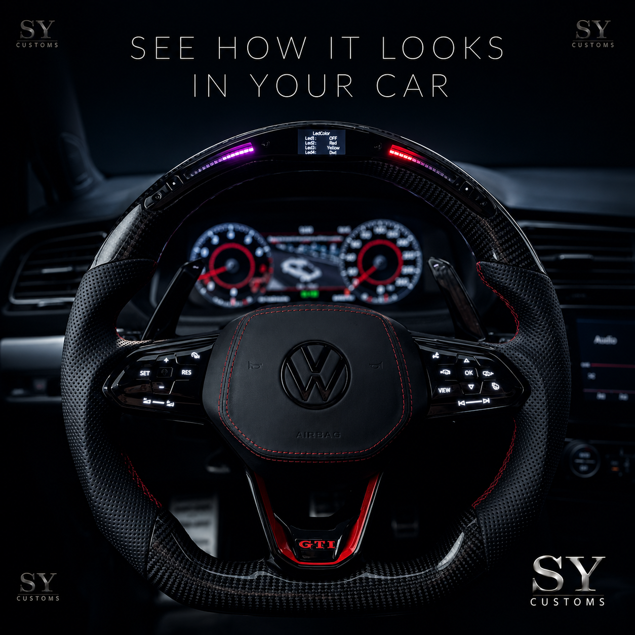 SY Customs 2020+ Volkswagen Golf MK8 GTI/R Carbon Fiber Steering Wheel