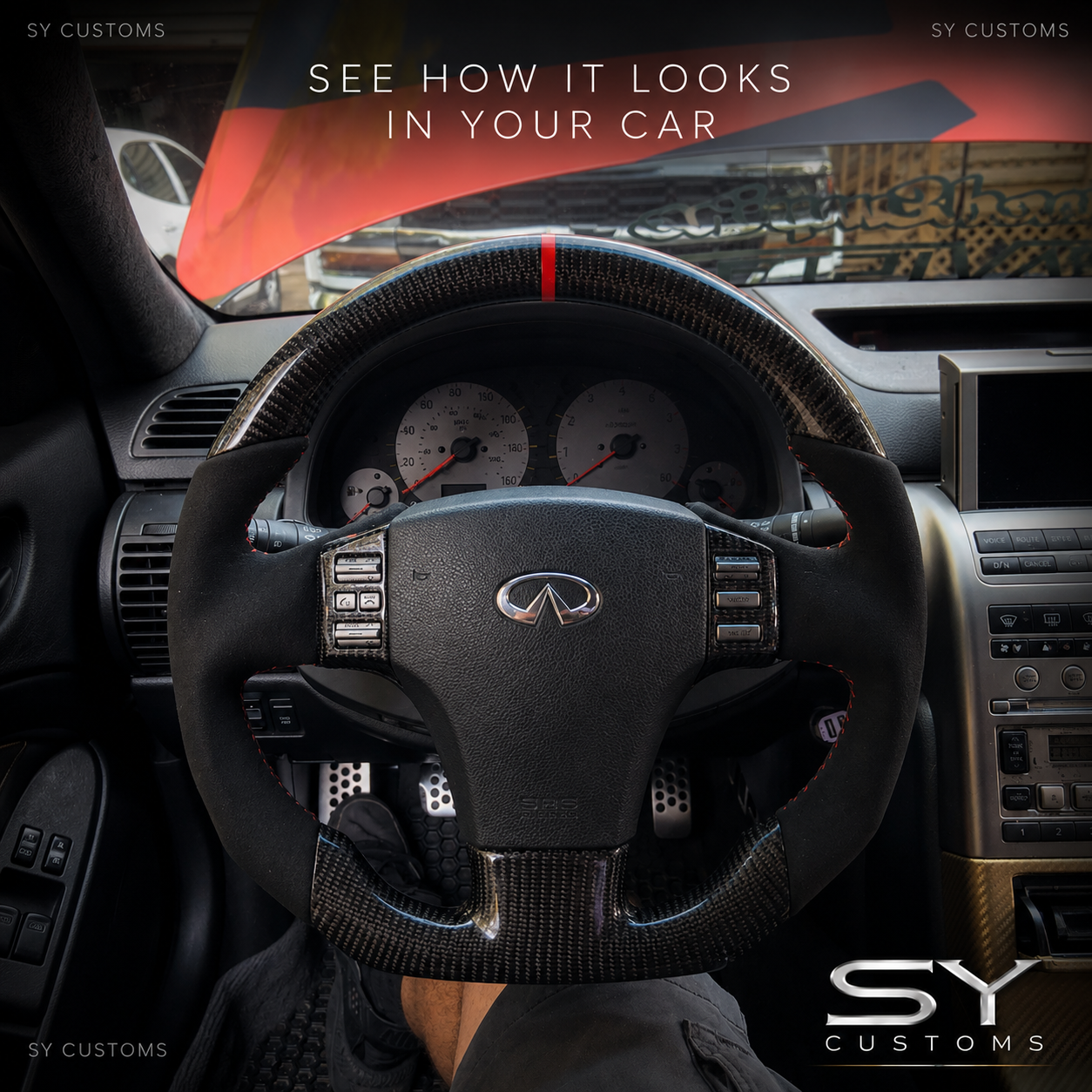 SY Customs 2003–2008 Infiniti G35 Carbon Fiber Steering Wheel