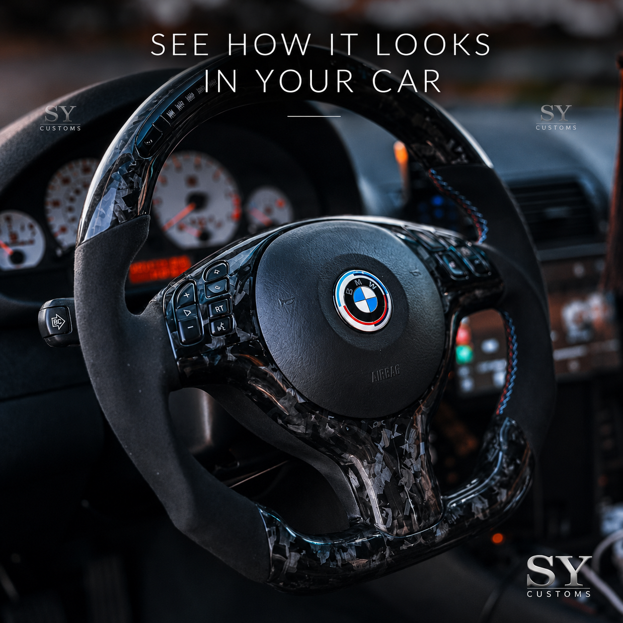 SY Customs 1998-2006 BMW 3 Series E46 Carbon Fiber Steering Wheel