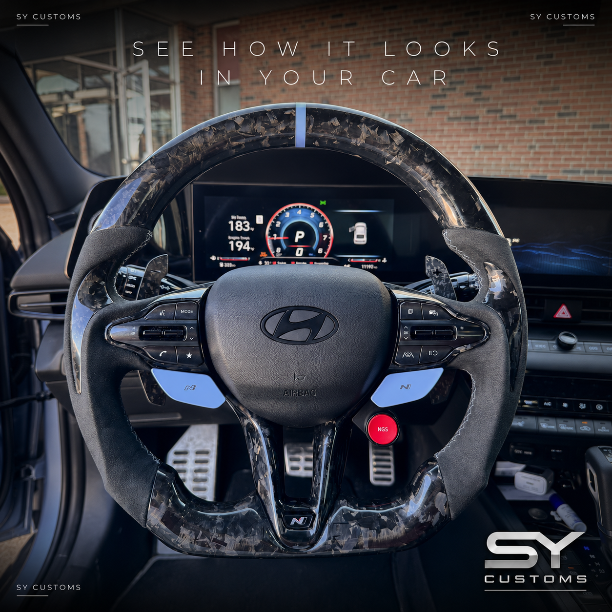SY Customs 2011–2024 Hyundai Elantra N Carbon Fiber Steering Wheel