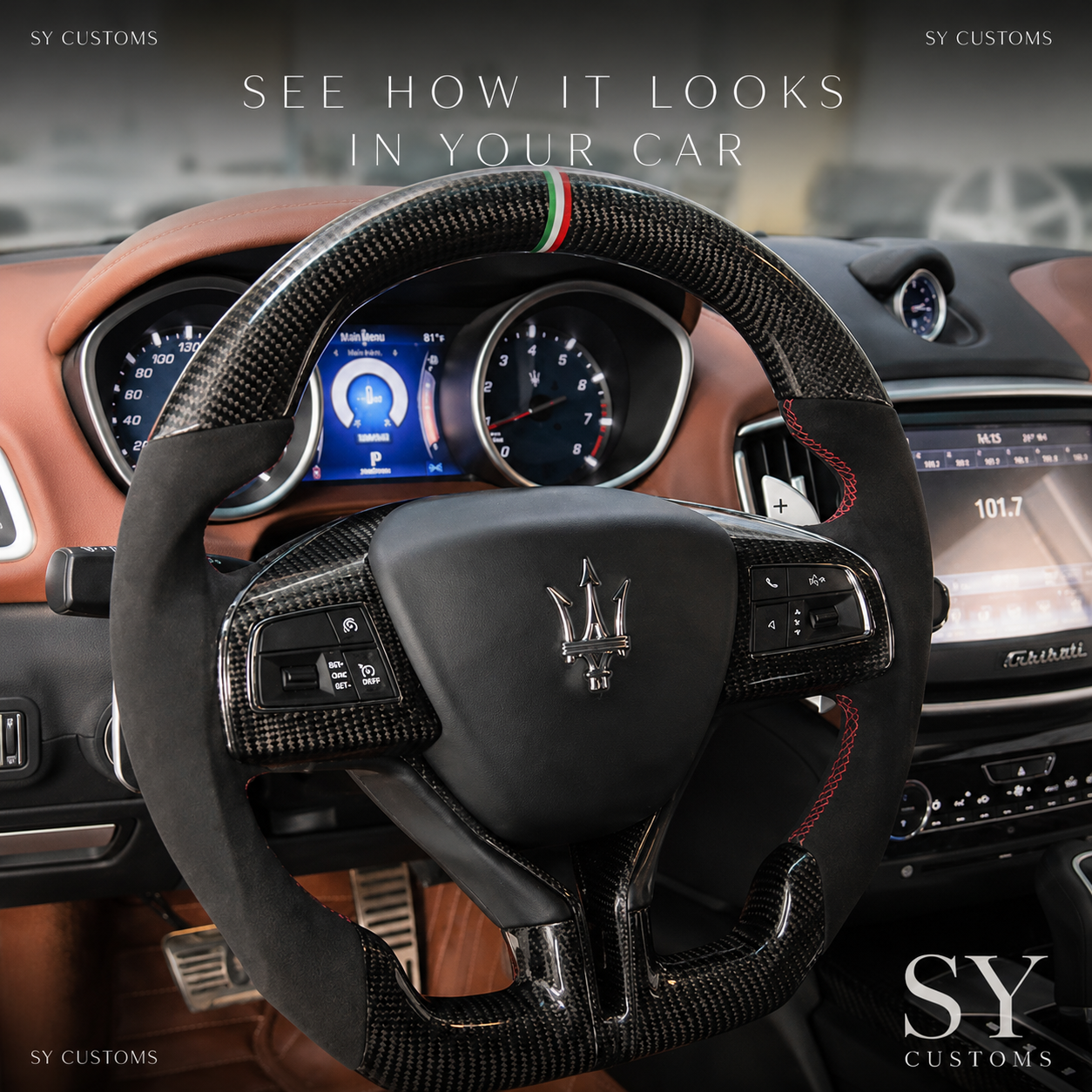 SY Customs 2021+ Maserati Ghibli/Quattroporte/Levante Carbon Fiber Steering Wheel
