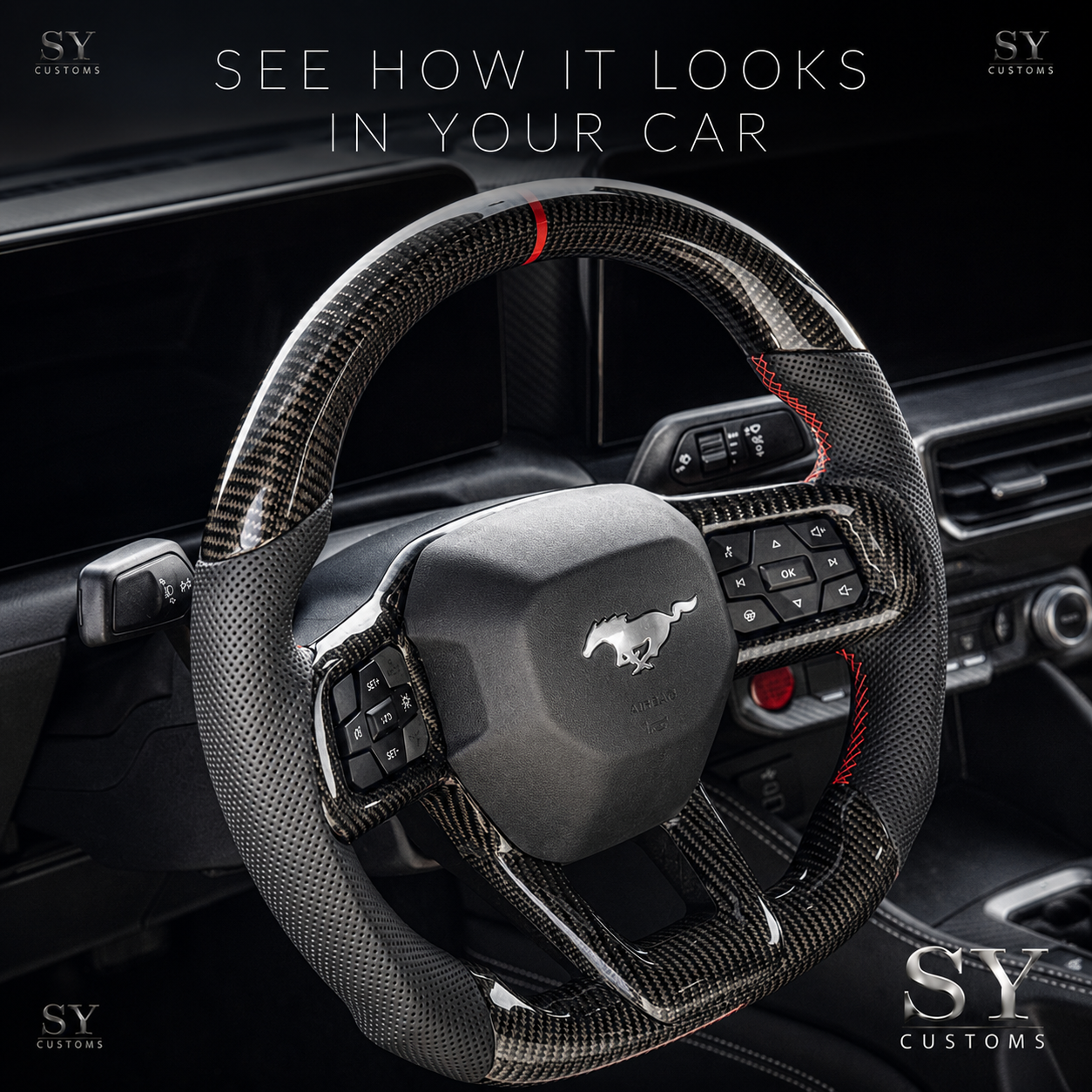 SY Customs 2024 Ford Mustang Carbon Fiber Steering Wheel