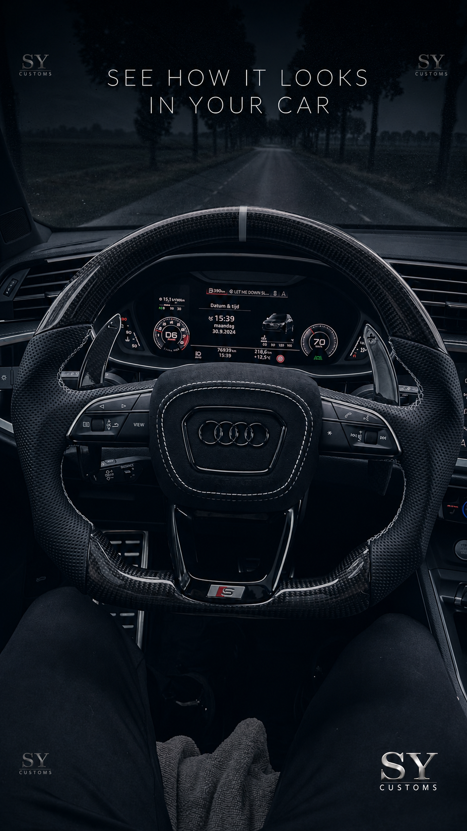 SY Customs 2019+ Audi Q7/Q8/SQ7/SQ8/RSQ8 Carbon Fiber Steering Wheel