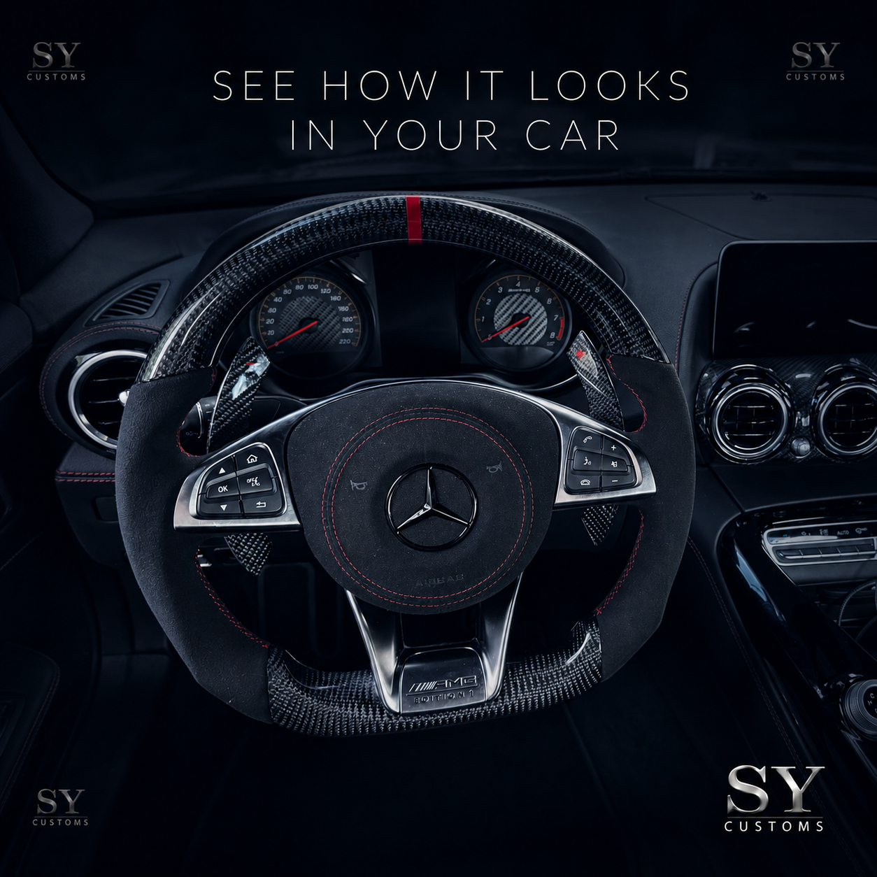 SY Customs 2016+ Mercedes-Benz AMG Style Carbon Fiber Steering Wheel