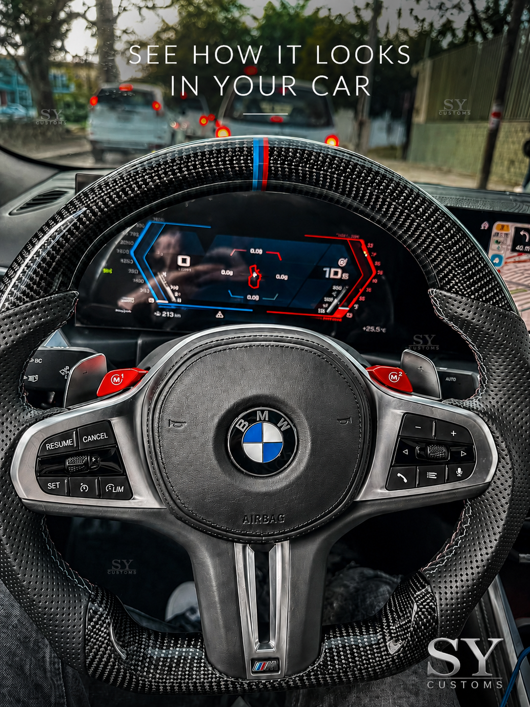 SY Customs BMW G Series G20 G22 G30 G32 G01 G02 G05 G06 Carbon Fiber Steering Wheel