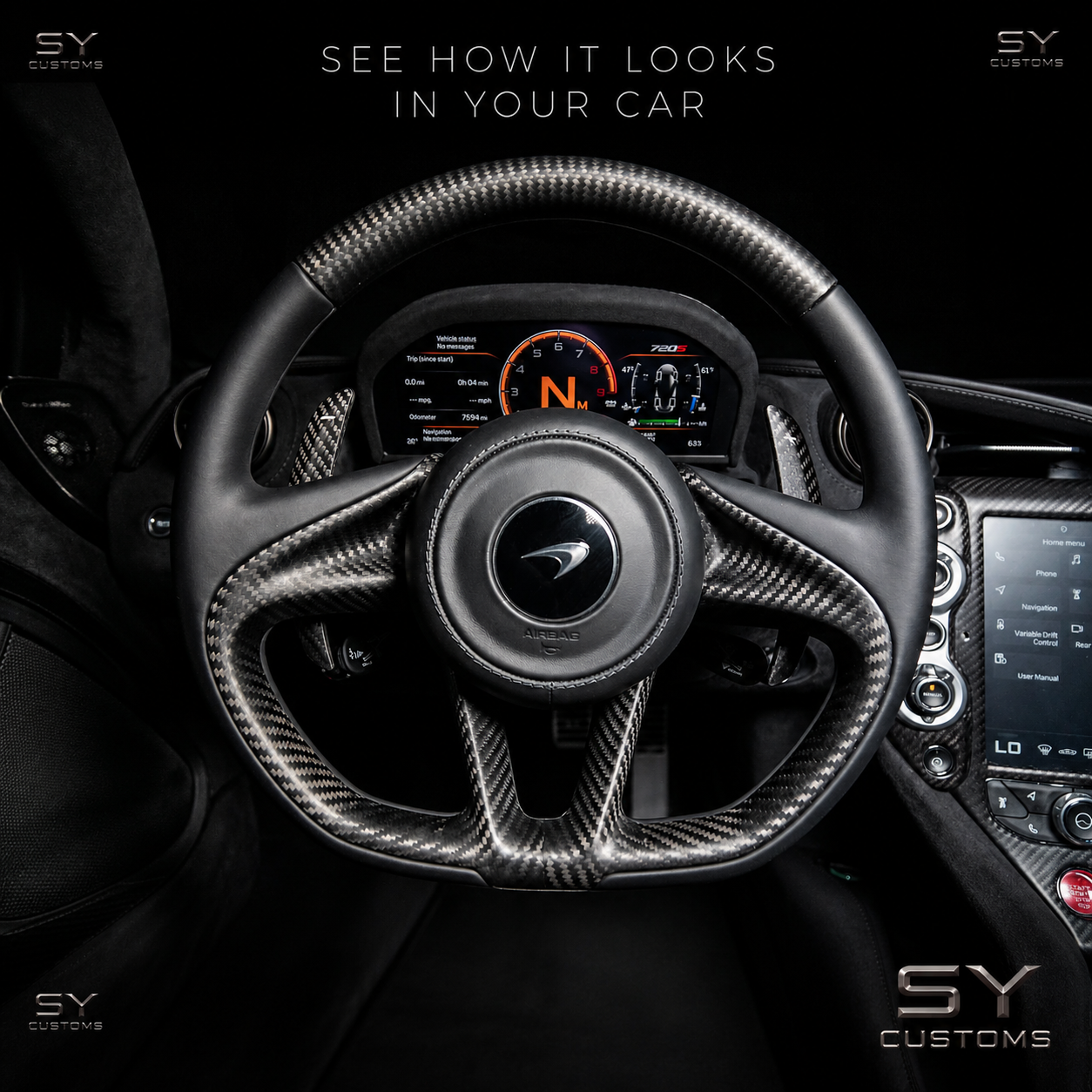 SY Customs McLaren 720S/765LT Carbon Fiber Steering Wheel