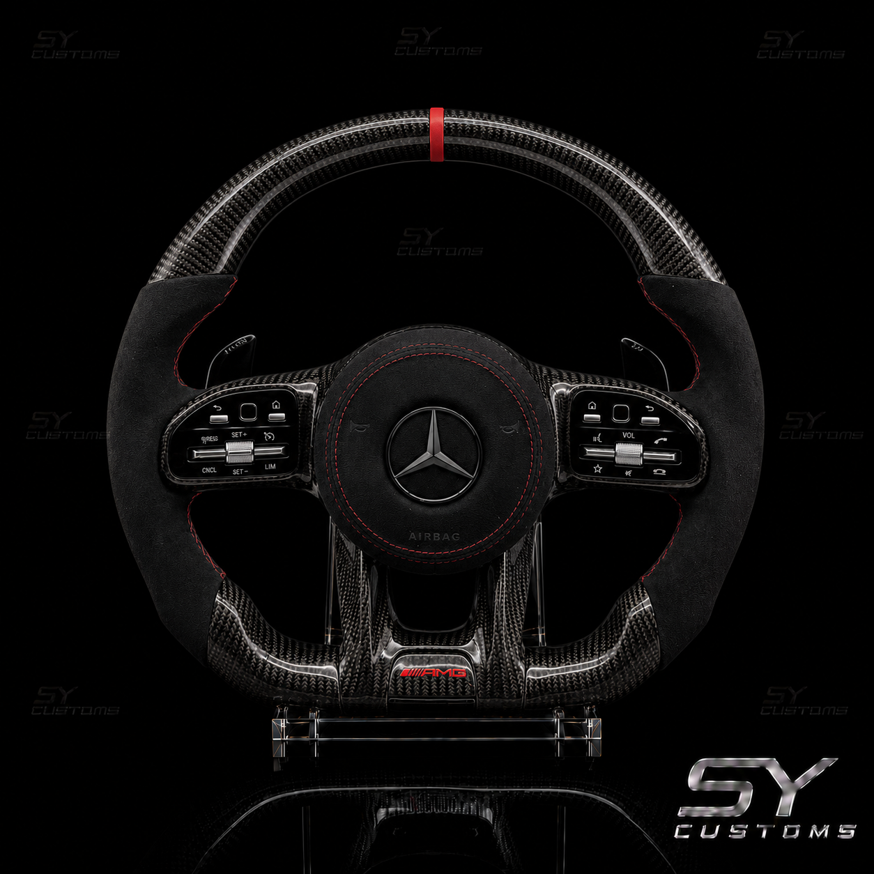 SY Customs 2018+ Mercedes-Benz A/C/E/CLA/GLC AMG Style Carbon Fiber Steering Wheel