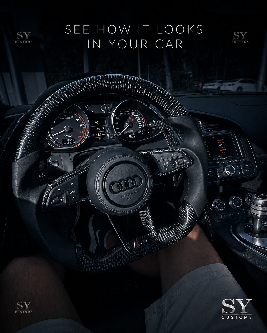 SY Customs 2016-2023 Audi R8 Type 4S Carbon Fiber Steering Wheel